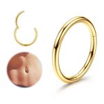 FIOROYAL 14G Belly Ring 𝐒𝐮𝐫𝐠𝐢𝐜𝐚𝐥 𝐒𝐭𝐞𝐞𝐥 for Women Girls Gold Silver Belly Piercing Ring Clicker Button Bars Seamless Belly Hoop Hinged Ring Belly Piercing Jewellery m