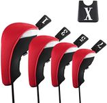 Andux 4pcs/Set Golf 460cc Driver Fairway Wood Club Head Covers Red