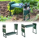 Upgraded Garden Kneeler and Seat, Foldable Kneeler and Stool for Gardening with Widened 10" Eva Foam Pad, Heavy Duty Garden Bench for Kneeling and Sitting, Portable Garden Stool with 2 Tool Pouches