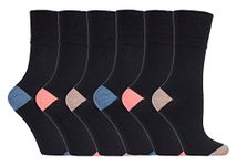 NEW: 6 Pairs Ladies Gentle Grip No Elastic Socks 4-8 uk, 37-42 eur (SOLRP08HT)