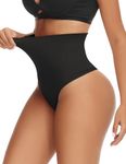 Niceuare Tummy Control Thong Shapewear for Women Seamless High Waist Body Shaper Panties Thong Comfort Underwear（Black，Small）