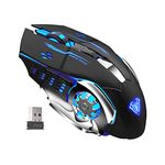 AULA SC100 LED Wireless Gaming Mouse, 2.4G Cordless USB Rechargeable Computer Mice, Black