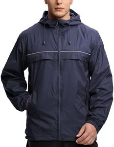 V VALANCH Rain Jackets for Men Waterproof Lightweight Jacket Running Hiking Cycling Fishing Raincoat(Navy,3XL)