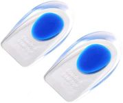 Qiuyan 1 Pair Gel Heel Cups Plantar Fasciitis Inserts Pads for Heel Pain, Bone Spur & Achilles Pain -Blue, L