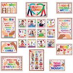 22 PCS Calming Corner Posters, Mental Health Poster Bulletin Board Set with PET Film Large Size Erasable Emotion Control Poster Coping Mechanisms Calm Down Corner for Home Office Use