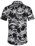 EISHOPEER Men's Hawaiian Shirts Short Sleeve Button Down Casual Beach Tropical Shirts Party Holiday Black & Palm Tree Small