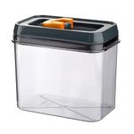 HOMESHOPA Airtight Food Storage Containers, Kitchen & Pantry Organisation, Clear Plastic Canisters with Durable Click Seal Lid, Ideal for Pasta Cereal, Flour & Sugar (1.2 litres, Orange)