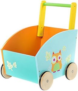 labebe - Girello Bambino Primi Passi Legno, Giochi Carrellino per Bimba/Neonato, Cam Girello, Mini Girello with Rotelle, Piccolo Mutifunzione Macchinina with Box, Baby Walker per 1-3 Anni - Gufo