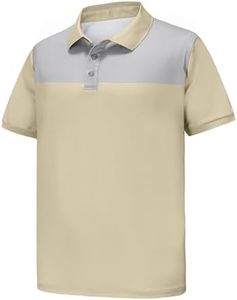 Men's Golf Polo Shirts Short Sleeve Striped Performance Moisture Wicking Dry Fit Golf Shirts for Men(Khaki/Gray,2XL)