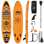 COSTWAY Inflatable Stand Up Paddle Board, 6" Thick SUP with Accessories, Adjustable Aluminium Paddle, Hand Pump, Removable Fin, Leash and Backpack Bag for All Skill Levels (320x76x15CM, Orange+Black)