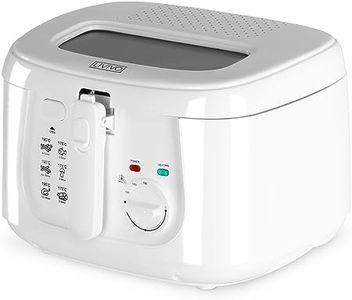 LIVIVO Electric 2.5L Deep Fat Countertop Fryer Non-Stick Coating, Internal Mesh Basket with Safety Handle and Viewing Window Easy Clean (White) (White)