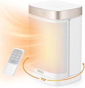 Dreo Atom One Space Heater with Remote, 70°Oscillating Electric Heaters with Digital Thermostat, 1500W PTC Ceramic Heater, 12h Timer, 37dB Quiet Safety Heating, Portable Heater for Home Office