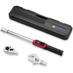 ANPUDS Adjustable Digital Torque Wrench, 2.2-147.5 Ft.lb/3-200 Nm, Hvac torque wrench with 45mm Jaw, 1/2 Drive Ratchet, ±1% Accuracy, Vibration, Buzzer and LED Indicator for Split AC, Moto, Car