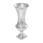 Deco 79 Aluminum Metal Decorative Vase Pedestal Trumpet Centerpiece Vase, Flower Vase for Home Decoration 9" x 9" x 21", Silver