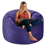 HABUTWAY Bean Bag Chair 3Ft Luxurious Velvet Ultra Soft Fur with High-Rebound Memory Foam Bean Bag Chairs for Adults Plush Lazy Sofa with Fluffy Removable Sponge 3'(Purple)