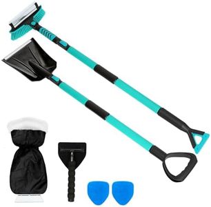 Breeze Touch 58” Extendable Snow Brush and ice scrapers for car windshield, with 180° Pivoting Brush Head, Detachable Telescopic, ice scraper with glove, snow shovel for snow removal, Truck SUV Van RV