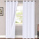 H.VERSAILTEX Linen Blackout Curtains 84 Inche Long 100% Blackout Heavy-Duty Draperies for Living Room Bedroom Thermal Insulated Textured Window Treatment Anti Rust Grommet, 2 Panels, Bright White