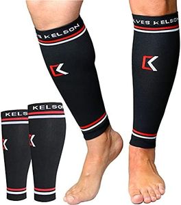 (2 PAIR) Calves Kelson Calf Compression Sleeves Ideal for Shin Splints, Running, Sports for Men/Women - Shin Splint and Calf Support Brace-Compression Calf Guards - Leg Sleeves for Torn Muscle Cramps