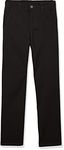 IZOD Boys' School Uniform Flat Front Twill Pants Khakis, Black, 10