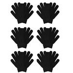 COLEDRE 6 Pairs Winter Magic Gloves for Women Men Kids Cold Weather Thermal Warm Stretchy Gloves Black Knit Gloves for Running Driving Hiking, Black, Medium