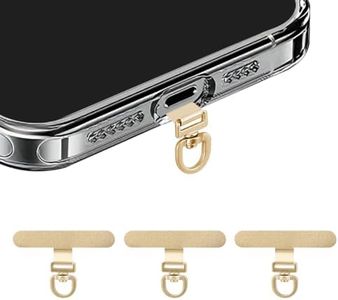 360° Rotating Stainless Steel Phone Tether Tab (Champagne Gold 3-Pack) - Universal for iPhone & Other Phones (Fits Wristbands/Necklaces/Crossbody Straps)
