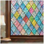 Coavas Stained Glass Window Film, Window Films for Privacy 3D Rainbow Window Film for Glass Door Static Clings UV Blocking Decorative Colorful Lattice Stickers for Home, 17.5'' x 78.7'',44.5 x 200cm