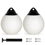 VEITHI 2 Pack Boat Buoy Ball Anchor Buoy Round Boat Fenders,Vinyl Inflate Marine Mooring Buoy with Pump,Buoys for Boat Boat Mooring Buoys White 11.4 x 14inch,Boat Buoys Bumpers for Anchoring,Marking