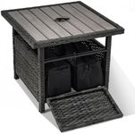 Sundale Outdoor Umbrella Stand with 2 Weight Bags, Patio 22 in Wicker Side Table with Umbrella Hole, All Weather Small Rattan Umbrella Base for Deck Yard Poolside Porch, Charcoal Gray