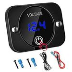 12V LED Digital Voltmeter, Waterproof Voltage Gauge Meter Battery Tester with Blue Light Digital Screen Touch Display Panel for Car Boat Marine Vehicle Motorcycle Truck Camper ATV UTV