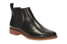 Clarks Women's Taylor Shine Chelsea Boots, Black Black Leather, 4 UK