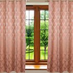 Home- The Best is for You Cotton Self Design/Woven Grommet Heavy Fabric Curtains - Pack of 2 (Peach_Ogee, 5 Feet_Window)