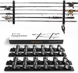 OJYDOIIIY Wall Mount Fishing Rod Holders,Horizontal/Ceiling Fishing Pole Storage Rack for Garage 2 Packs