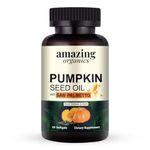 Amazing Organics Pumpkin Seed Oil with Saw Palmetto - Natural Hair Growth for Men & Women, 60 Veg soft gels