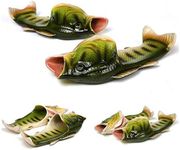 BING RUI CO Fish Slippers Beach Shoes Non-Slip Sandals Creative Bass Slippers Men and Women Casual Shoe, Green, 11-12 Women/10-11 Men