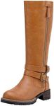 Jeossy Women's 9660 Knee High Boots, Riding Boots, Camel, Size 11 US-Tall Boots for Women with Outer Decorative Zipper(DJY9660 Camel 11)