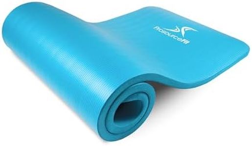 ProsourceFit Extra Thick Yoga and Pilates Mat ½” (13mm) or 1" (25mm), 71-inch Long High Density Exercise Mat with Comfort Foam and Carrying Strap, Aqua