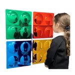 Playlearn 33x33cm Sensory Room Equipment Domed Acrylic Mirror Panel-Set of 4 Sensory Convex Bubble Mirror for Wall-Indoor Sensory Mirrors Visual Play and Exploration for Autism,ADHD