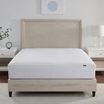 Serta Power Chill Cooling Queen Mattress Pad, Elastic Fitted Mattress Protector, Soft and Breathable Pillow Top Cover, 18" Deep Pockets for Secure Fit, Machine Washable, White