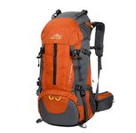 WoneNice 50L(45+5) Waterproof Hiking Backpack - Outdoor Sport Daypack with Rain Cover Orange