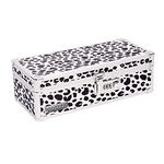 Vaultz Locking Medicine Storage Box with Combination Lock, 3.75 x 11.88 x 5.25 Inches, Black & White Leopard (VZ03966)