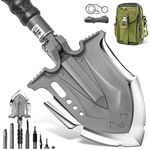 Zune Lotoo Survival Shovel Multitool 28 in 1 Luxury Kit Tactical Camping Folding Shovel Unbreakable Martensitic Steel Adjustable 7 Angles 24-35.4'' Length Compact Gear for Outdoor Hiking Emergency