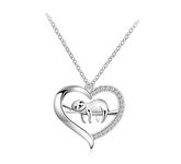 Sloth Necklace Heart Cute Animal Slider Sloths Stuffed Jewelry Engraved Keep me in your heart Gift for Animal Lovers Women, Metal, Cubic Zirconia