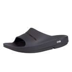 OOFOS OOahh Slide - Lightweight Recovery Footwear - Reduces Stress on Feet, Joints & Back - Machine Washable, Black, 12 Women/10 Men