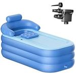 Frstem Inflatable Folding Bathtub for Adults, 63" Collapsible Ice Bath Tub for Athletes, Portable Foldable Hot Tub with Electric Air Pump, SPA Freestanding Soaking Barrel for Indoor or Outdoor