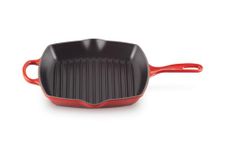 LE CREUSET Signature Enamelled Cast Iron Grillit Frying Pan with Helper Handle and Two Pouring Lips, for All Hob Types and Ovens, 26 cm, Cerise, 20183260600422, Cherry Red