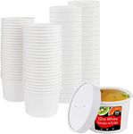 50 x White Soup Ice Cream Container [12oz with Lids, 50pcs] Brown Takeaway Paper Bowl Containers, Cardboard Round Deli Tubs Lids Heavy Duty 8oz 12oz 16oz 26oz 32oz