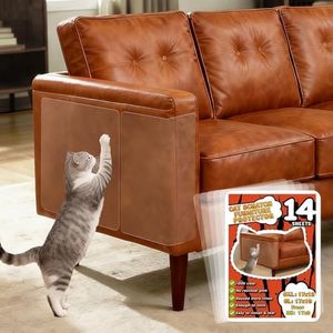 DSGLONGBIN Anti Cat Scratch Furniture Protector for Leather - 17x12 Inch & Cat Grooming Glove, Leather Couch Protector from Cat Claws, Easy to Remove, No Residue for Couch, Chair, Corner, Door, Wall