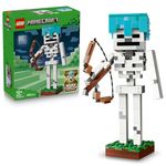 LEGO Minecraft The Skeleton Toy - Figure w/Diamond Helmet, Bow & Arrow and Grass Base for Kids' Room Decor - Gaming Gift for 10+ Year Old Boys, Girls & Fans - 21594