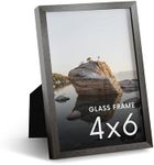 HAUS AND HUES 4x6 Picture Frame with Real Glass & Gray Premium-Grade Metal - Aluminum 4x6 Frame - Includes Easel Back, Hanging Kit - Ideal for Home, Office (4x6 in, Gray)