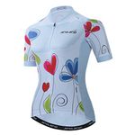 Women Cycling Jersey Short Sleeve Shirt Mountain Bike Top Clothing, 1 Heart White, Medium
